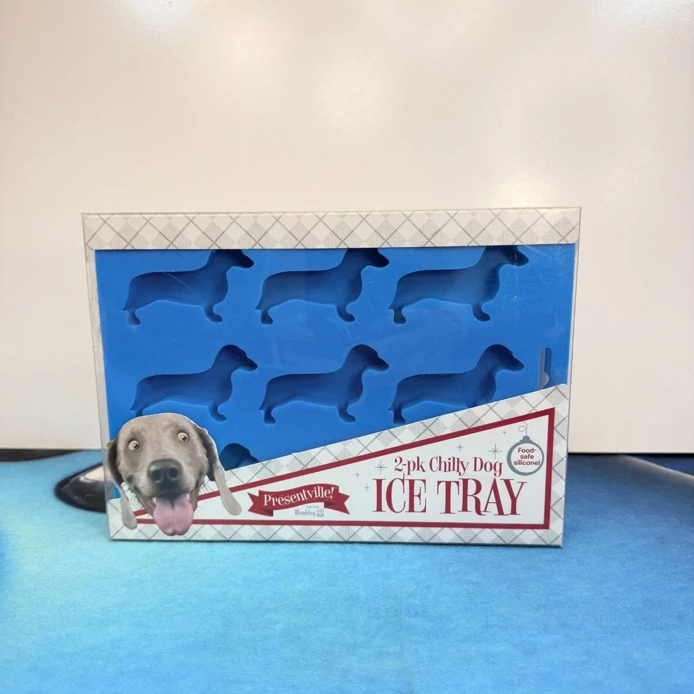 Wembley Presentville Chilly Dog Ice Tray 2 Pack Blue Silicone Dachshund Mold NEW